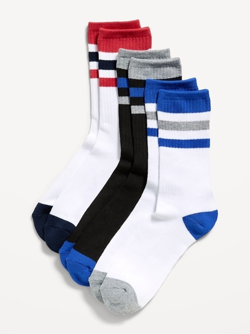 🧦 Old Navy Men’s Tube Socks (3-Pairs) 🧦
- White with Blue, Black and Red Accents